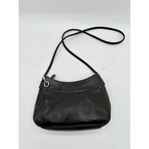 Fossil Vintage Black Leather Silver Tone Hobo Crossbody Women's Bag